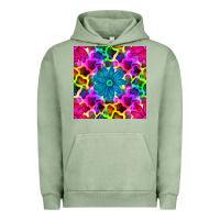 Pigment Oil Green neon cowhide with flower seamless pattern Urban Hoodie - BundleAndBundleShop