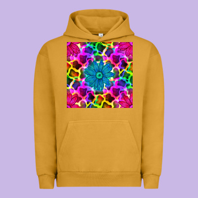 Neon Cowhide With Flower Seamless Pattern Urban Hoodie Designed By Bundleandbundleshop