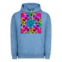 Pigment Pebble Blue neon cowhide with flower seamless pattern Urban Hoodie - BundleAndBundleShop