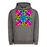 Pigment Tornado neon cowhide with flower seamless pattern Urban Hoodie - BundleAndBundleShop