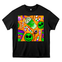 Black halloween snacks seamless pattern Heavy Core Tee - BundleAndBundleShop