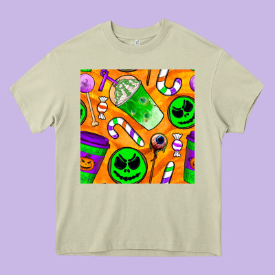 Halloween Snacks Seamless Pattern Heavy Core Tee Designed By Bundleandbundleshop
