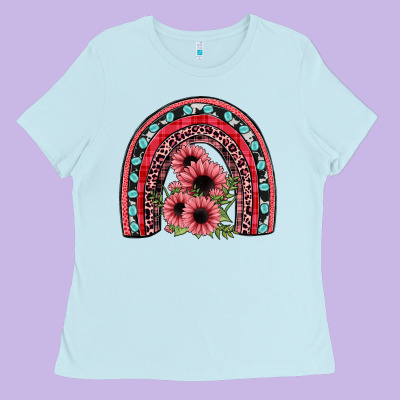 Valentines Sunflower Rainbow Ladies Tee Designed By Jahusdesignshop