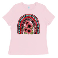 Bubblegum Pink valentines sunflower rainbow Ladies Tee - JahusDesignShop