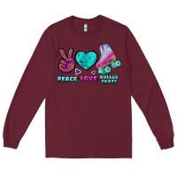 Burgundy peace love roller skate Long Sleeve Tee - BundleAndBundleShop