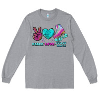 Heather Grey peace love roller skate Long Sleeve Tee - BundleAndBundleShop