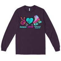 Plum peace love roller skate Long Sleeve Tee - BundleAndBundleShop