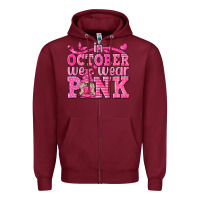 Burgundy In October We Wear Pink with Gnome Zipper Hoodie - texasbilliewilder