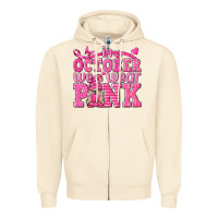 In October We Wear Pink With Gnome Zipper Hoodie | Teevron