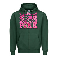 Sports Green In October We Wear Pink with Gnome Zipper Hoodie - texasbilliewilder