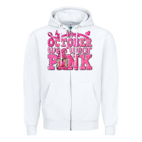 White In October We Wear Pink with Gnome Zipper Hoodie - texasbilliewilder