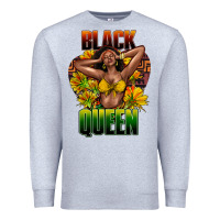 Heather Grey Black queen afro Premium Sweatshirt - HowdyJamesFarm