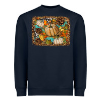 Navy fall pumpkin background Heavyweight Sweatshirt - BundleAndBundleShop