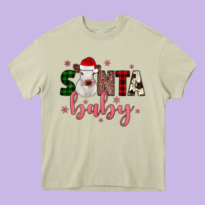 Santa Baby Cow Heavy Core Tee Designed By Jahusdesignshop