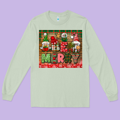 Be Merry Tumbler Long Sleeve Tee Designed By Bundleandbundleshop