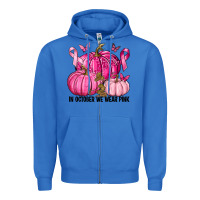 True Royal In October We Wear Pink with Pumpkin Zipper Hoodie - texasbilliewilder