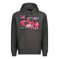 Charcoal Heather in october we wear pink Premium Hoodie - CowGirlArtShop