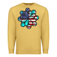 Antique Gold American flag turquoise gemstone 4th of july Premium Sweatshirt - CowGirlArtShop
