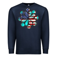 Navy American flag turquoise gemstone 4th of july Premium Sweatshirt - CowGirlArtShop