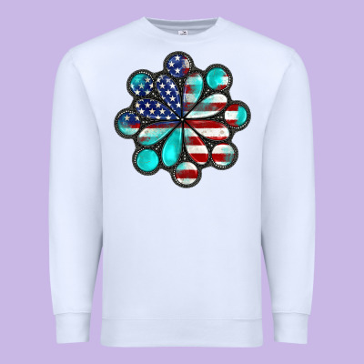 American Flag Turquoise Gemstone 4th Of July Premium Sweatshirt Designed By Cowgirlartshop