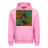 Fuchsia Pink tiger leopard turquoise glitter seamless pattern Urban Hoodie - BundleAndBundleShop