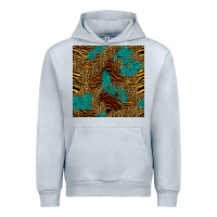 Heather Grey tiger leopard turquoise glitter seamless pattern Urban Hoodie - BundleAndBundleShop