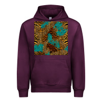 Mauve Wine tiger leopard turquoise glitter seamless pattern Urban Hoodie - BundleAndBundleShop