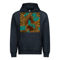 Navy tiger leopard turquoise glitter seamless pattern Urban Hoodie - BundleAndBundleShop