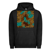Pigment Black tiger leopard turquoise glitter seamless pattern Urban Hoodie - BundleAndBundleShop