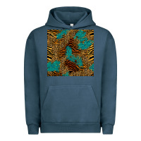 Pigment Midnight Navy tiger leopard turquoise glitter seamless pattern Urban Hoodie - BundleAndBundleShop