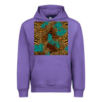 Tiger Leopard Turquoise Glitter Seamless Pattern Urban Hoodie | Teevron