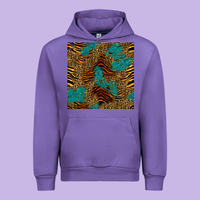 Tiger Leopard Turquoise Glitter Seamless Pattern Urban Hoodie Designed By Bundleandbundleshop