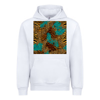 White tiger leopard turquoise glitter seamless pattern Urban Hoodie - BundleAndBundleShop