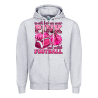 Heather Grey In October We Wear Pink Watch Football Zipper Hoodie - texasbilliewilder