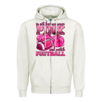 Oatmeal Heather In October We Wear Pink Watch Football Zipper Hoodie - texasbilliewilder