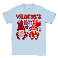 Dusty Blue valentines day with gnomies Classic Tee - NancyCooperArtShop