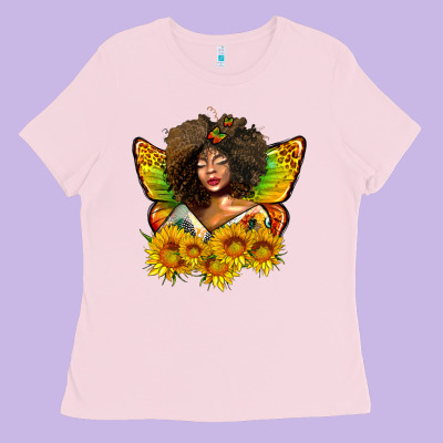 Butterfly Afro Woman Juneteenth Ladies Tee Designed By Adodesignshop