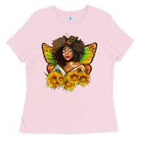 Bubblegum Pink butterfly afro woman juneteenth Ladies Tee - AdoDesignShop