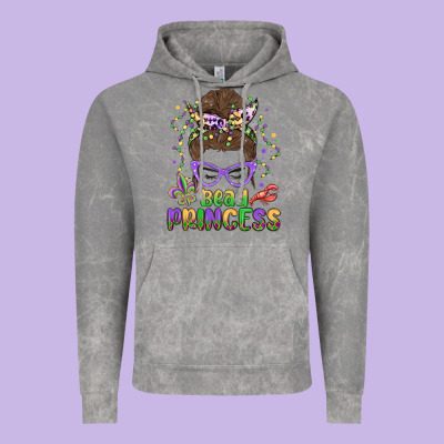Bead Princess Messy Bun Mardi Gras Vintage Hoodie Designed By Maliassmallbusiness