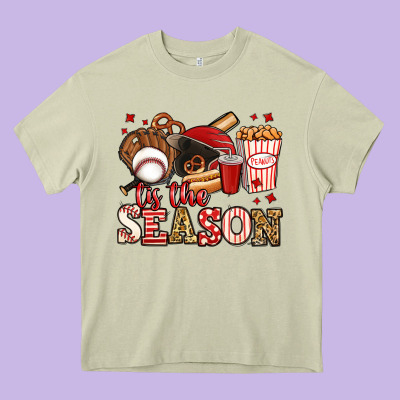 Tis The Season Baseball Heavy Core Tee Designed By Jasminsmagicworld