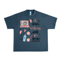 Midnight Navy she works willingly with her hands Urban Heavy Tee - MaliasSmallBusiness