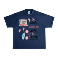 Navy she works willingly with her hands Urban Heavy Tee - MaliasSmallBusiness