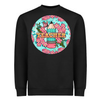 Black teacher floral pencil round earring Heavyweight Sweatshirt - BundleAndBundleShop