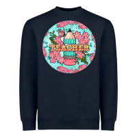 Navy teacher floral pencil round earring Heavyweight Sweatshirt - BundleAndBundleShop