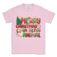 Bubblegum Pink merry christmas ya filthy animal Classic Tee - MaliasSmallBusiness