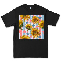 Black patriotic sunflowers stripes and stars seamless patrern Premium Tee - BundleAndBundleShop