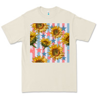 Bone patriotic sunflowers stripes and stars seamless patrern Premium Tee - BundleAndBundleShop