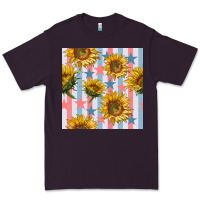 Patriotic Sunflowers Stripes And Stars Seamless Patrern Premium Tee | Teevron