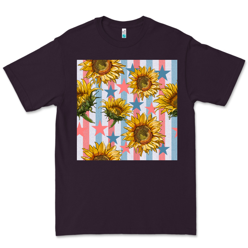 Patriotic Sunflowers Stripes And Stars Seamless Patrern Premium Tee by BundleAndBundleShop | Teevron