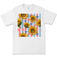 White patriotic sunflowers stripes and stars seamless patrern Premium Tee - BundleAndBundleShop